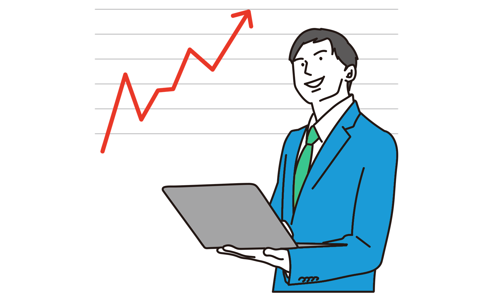 右肩上がりのビジネスマン